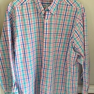 Izod Red and Blue Casual Button Down Shirt